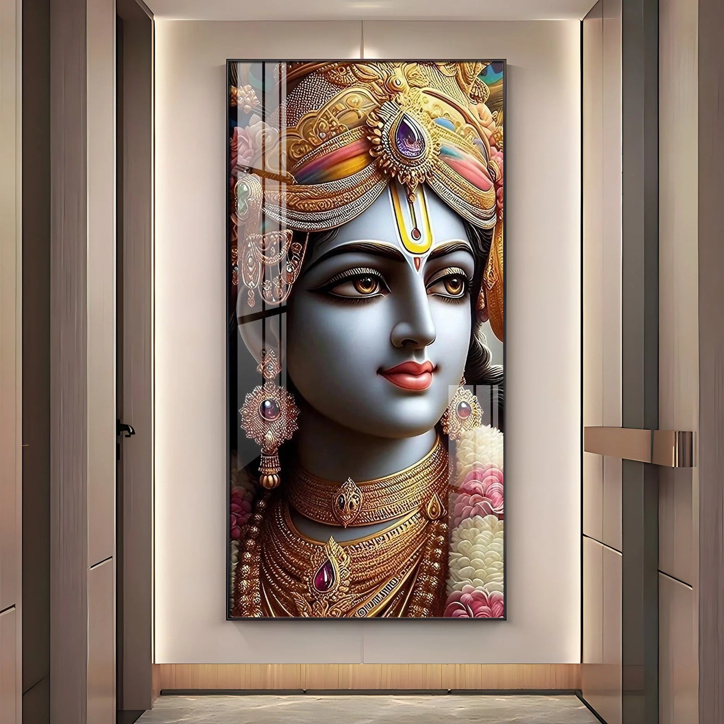 Lord Krishna Majesty Premium Acrylic Wall Art