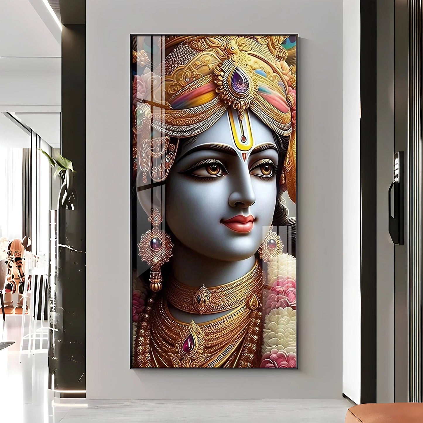 Lord Krishna Majesty Premium Acrylic Wall Art