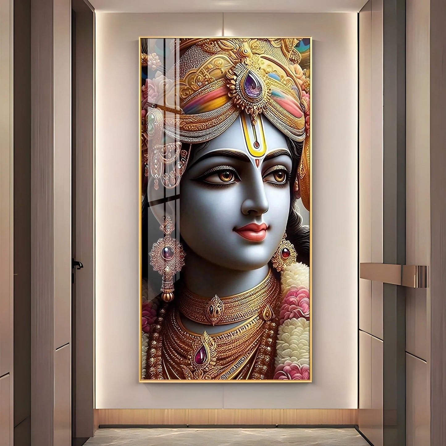 Lord Krishna Majesty Premium Acrylic Wall Art