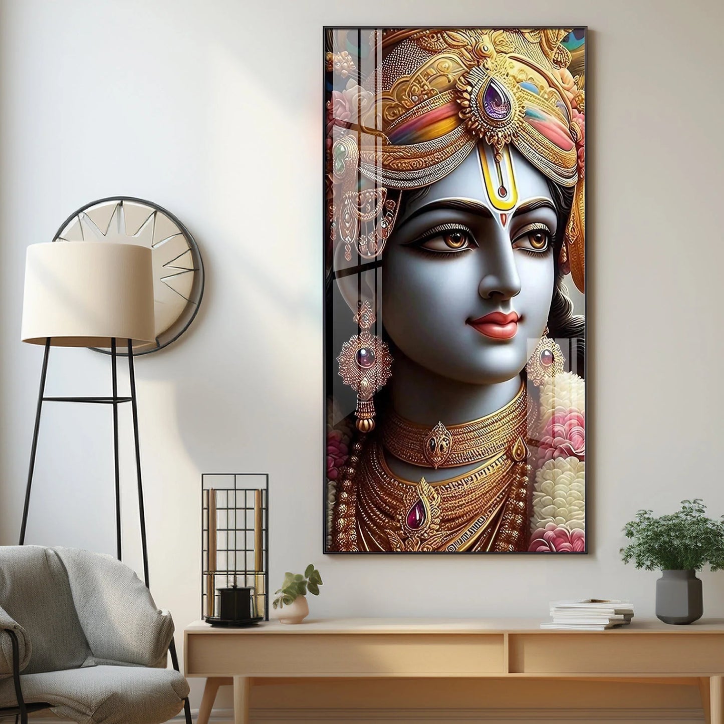 Lord Krishna Majesty Premium Acrylic Wall Art