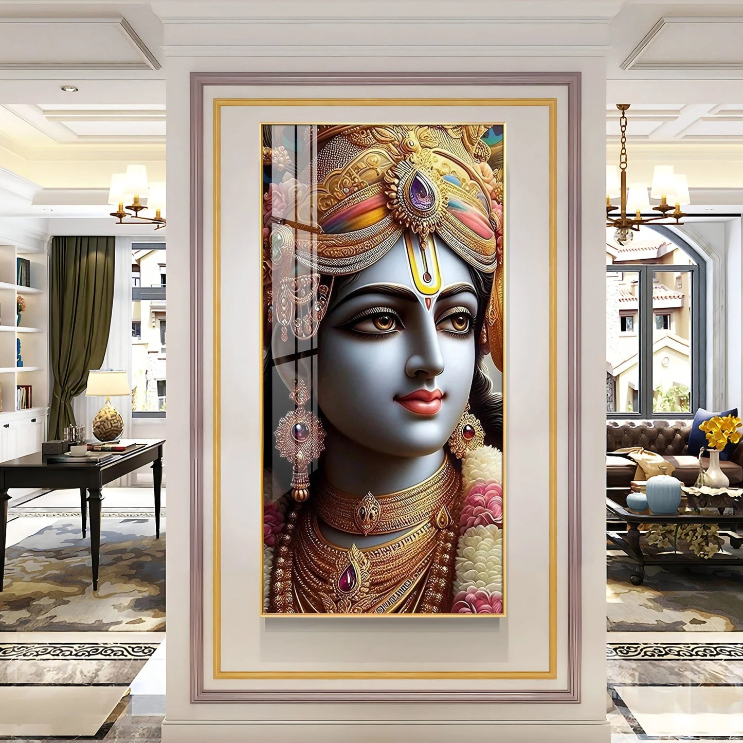 Lord Krishna Majesty Premium Acrylic Wall Art