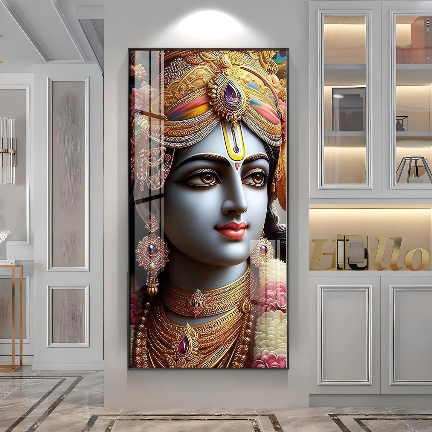 Lord Krishna Majesty Premium Acrylic Wall Art