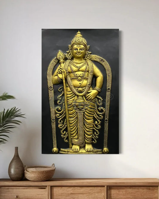 Lord Murugan (God Kartikeya) 3D Relief Mural Wall Art