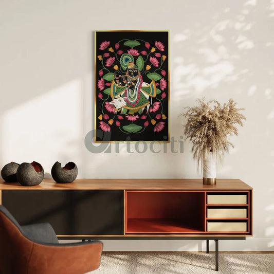 Lord Shreenath Ji Pichwai Canvas Giclee Print (24x16 & 30x20 Inches)