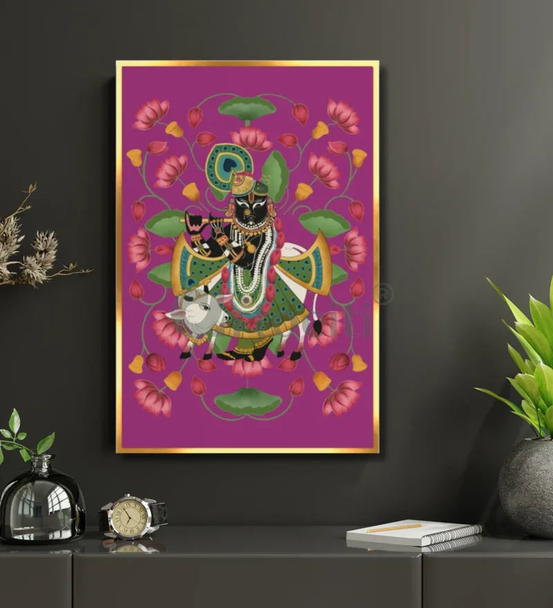 Lord Shreenath Ji Pichwai Canvas Giclee Print (24x16 & 30x20 Inches)
