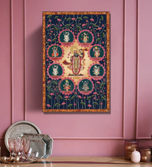 Lord Shreenath Ji Pichwai Canvas Giclee Print - Elegance in Every Hue