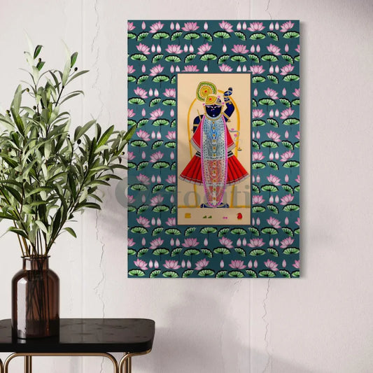 Lord Shreenath Ji Pichwai in Blue Canvas Giclee Print