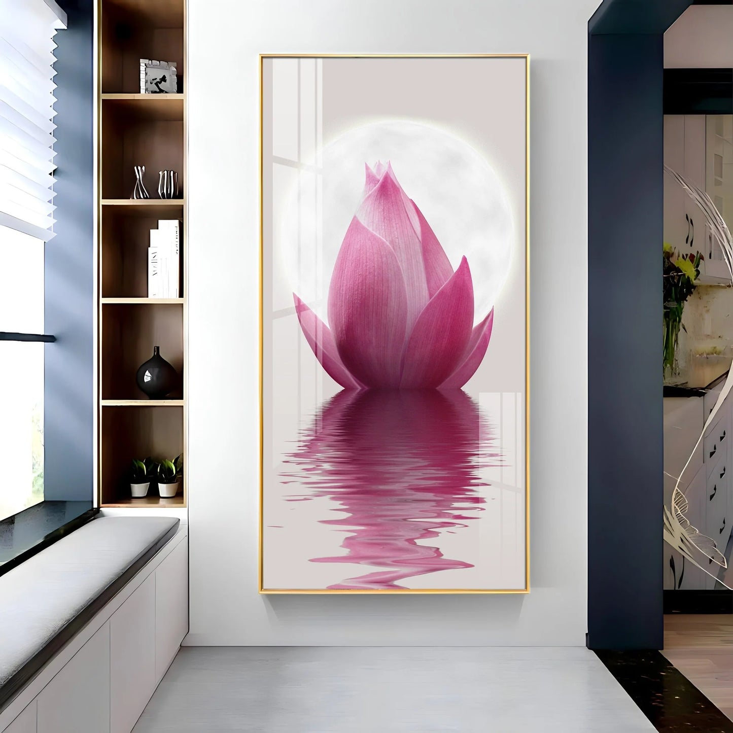 Lotus In Water Radiance Premium Acrylic Vertical Wall Art