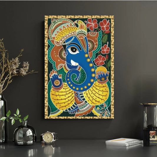 Lord Ganesha Madhubani Art Painting Canvas Print