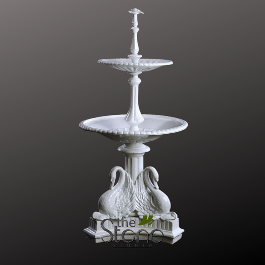 Marble Fountain Sculpture with Swans 4ft