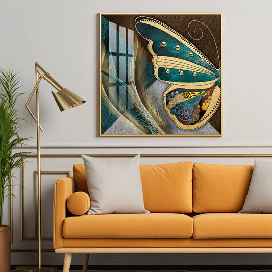Mesmerizing Butterfly Wings Luxury Crystal Square Wall Art
