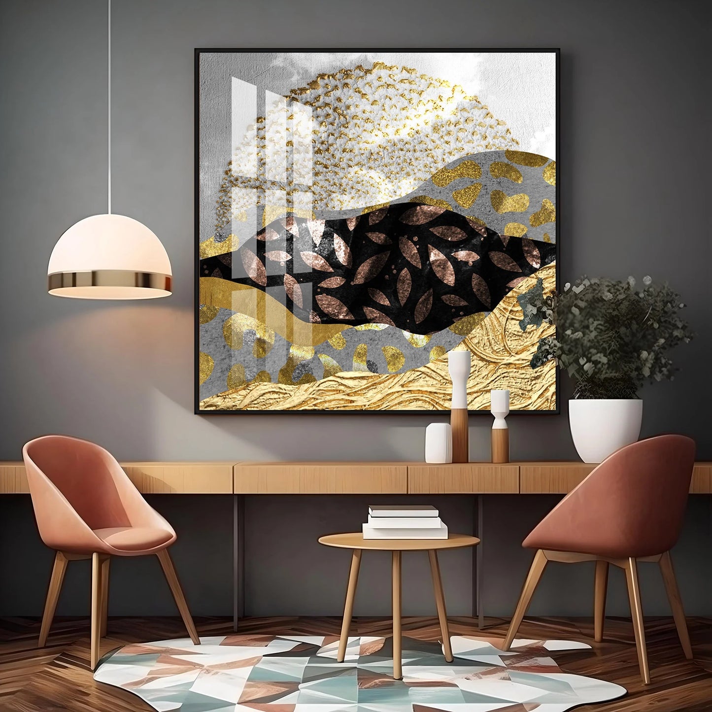Metallic Mountains Luxury Crystal Square Wall Art