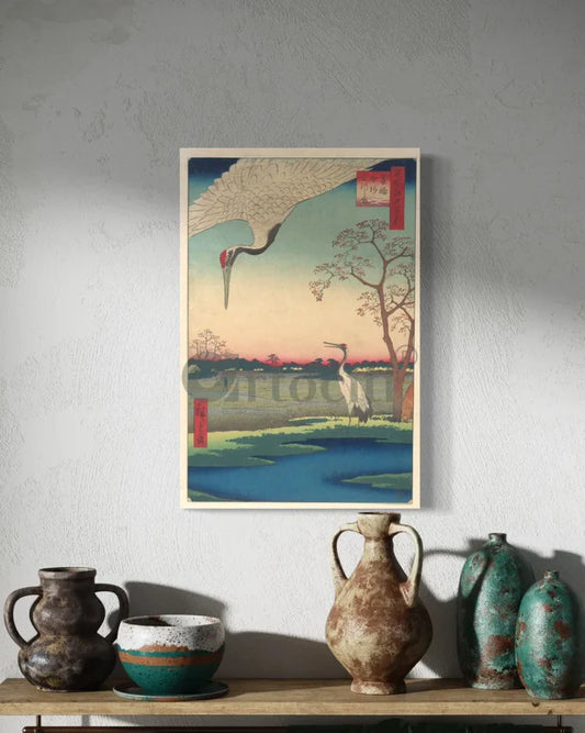 Minowa, Kanasugi at Mikawashima Japanese Art Canvas Giclee Print