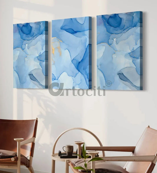 Modern Abstract Canvas Painting in India -Set of 3