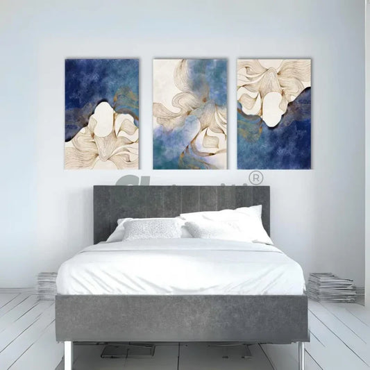 Modern Abstract Canvas Painting in India Set of 3 High Quality Giclee Print