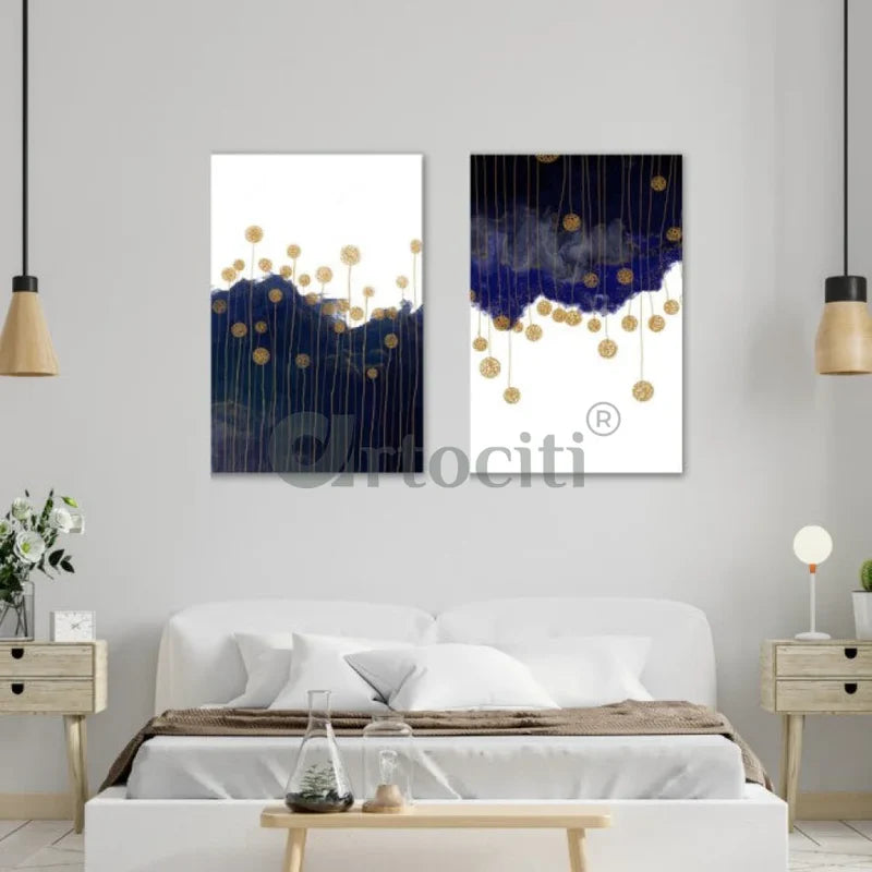 Modern Abstract Canvas Painting Set of 2 High Quality Giclee Print