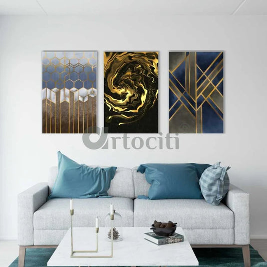 Modern Abstract Canvas Painting Set of 3 Giclee Print