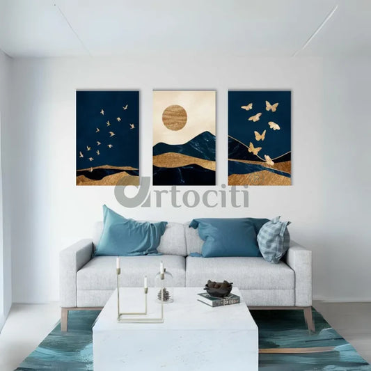 Modern Abstract Canvas Painting (Set of 3) Giclee Print
