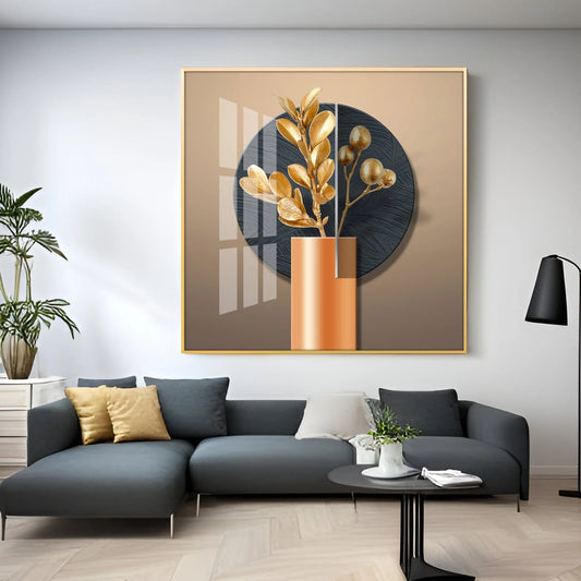 Modern Bloom Vase Luxury Crystal Square Wall Art
