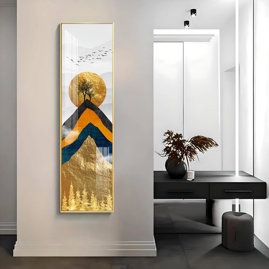 Moon & Mountain Luxury Crystal Vertical Wall Art