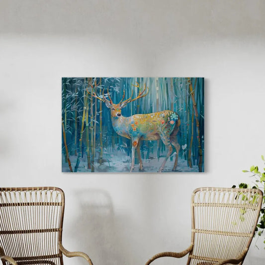 Multicolor Reindeer Abstract Canvas Giclee Print Modern Art Decor