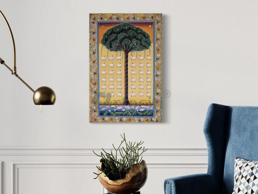 Multicolor Tree of Life Pichwai Phad Art Canvas Giclee Print