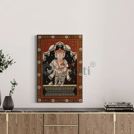 Multicolored God Ganesh Orissa Pattachitra Mandala Canvas Print