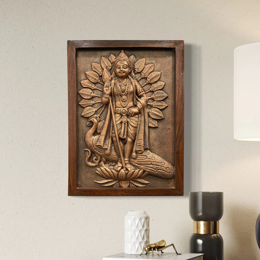Lord Murugan (God Kartikeya) 3D WALL Hanging Relief Mural | Ready To Hang