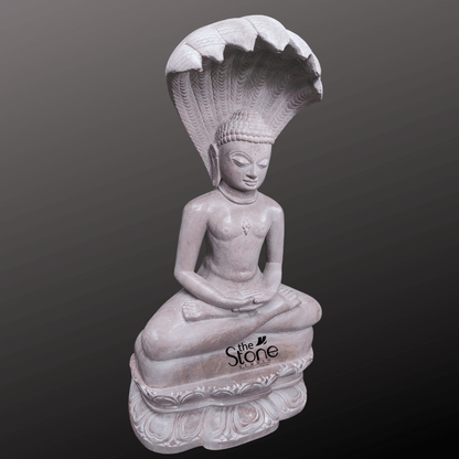 Naga Buddha Statue in Pink Stone 15″
