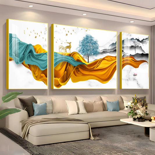 Natural Landscape Luxury Crystal Wall Art (Set of 3)
