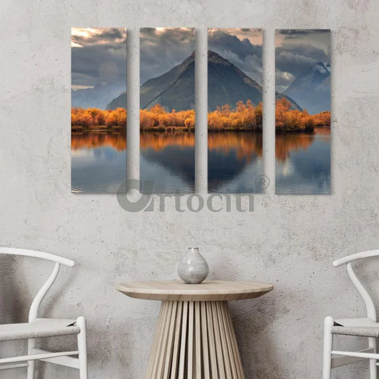 Nature Themed Modern Abstract Canvas Painting Set of 4