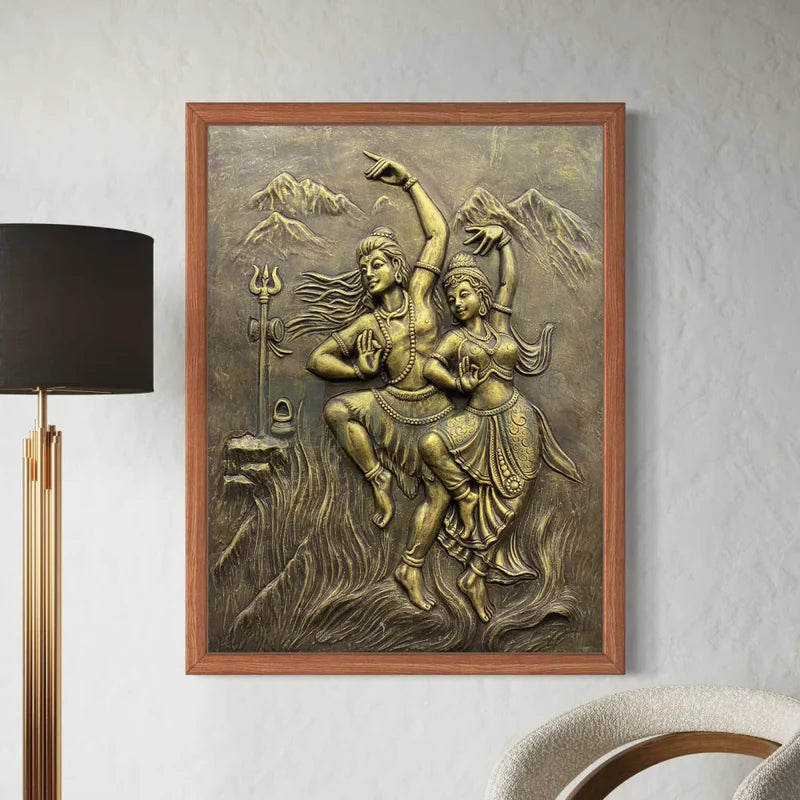 4x3 Feet Shiva Parvati 3D Relief Mural Wall Art