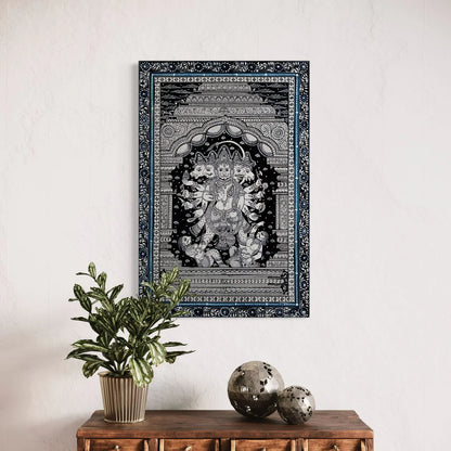 Black And White Panchmukhi Hanuman Pattachitra Painting Monochrome Canvas Giclee Print