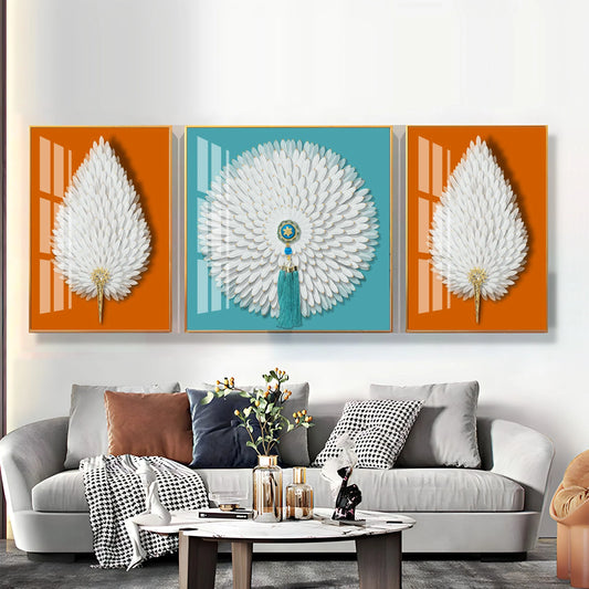 Paper Feather Art Premium Acrylic Wall Art (Set of 3)