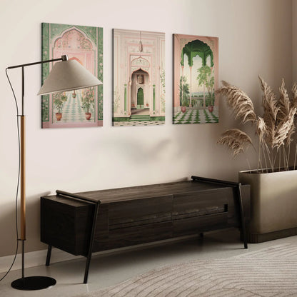 Pichwai Inspired Fort Palace Trio In Pastel Hues Set Of 3