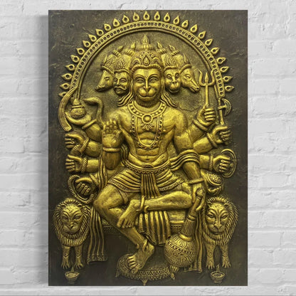 Panchmukhi Hanuman 3D Relief Mural Wall Art in 3 sizes