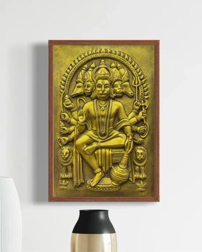 Panchmukhi Hanuman 3D Relief Mural Wall Art in 3 sizes