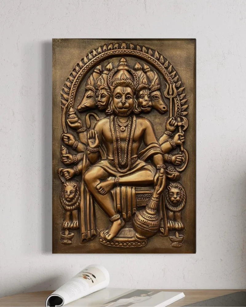Panchmukhi Hanuman 3D Relief Mural Wall Art in 3 sizes