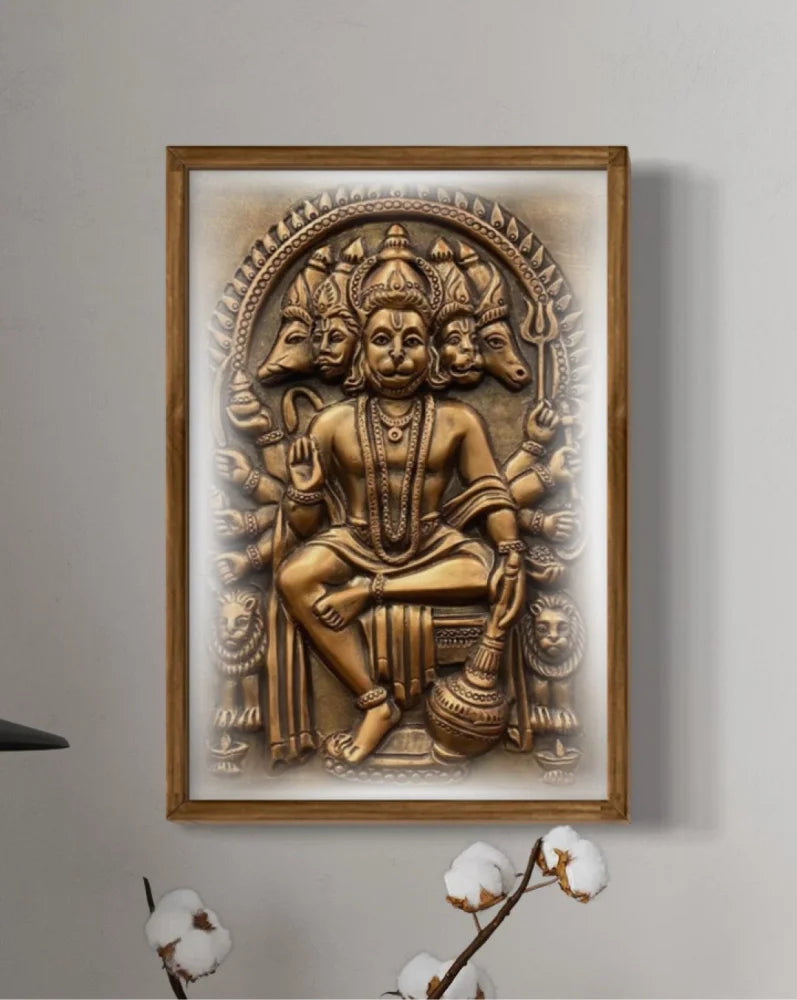 Panchmukhi Hanuman 3D Relief Mural Wall Art in 3 sizes