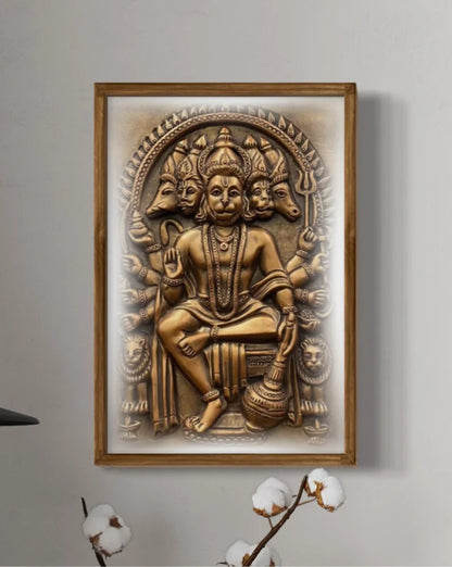 Panchmukhi Hanuman 3D Relief Mural Wall Art in 3 sizes