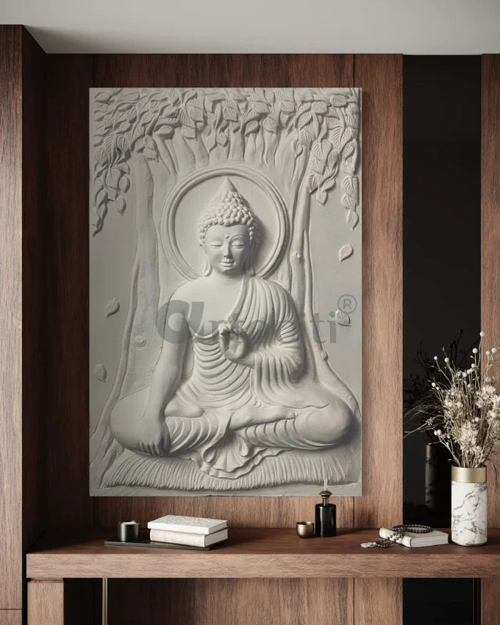 Bhumisparsha Mudra Buddha 3D Relief Mural