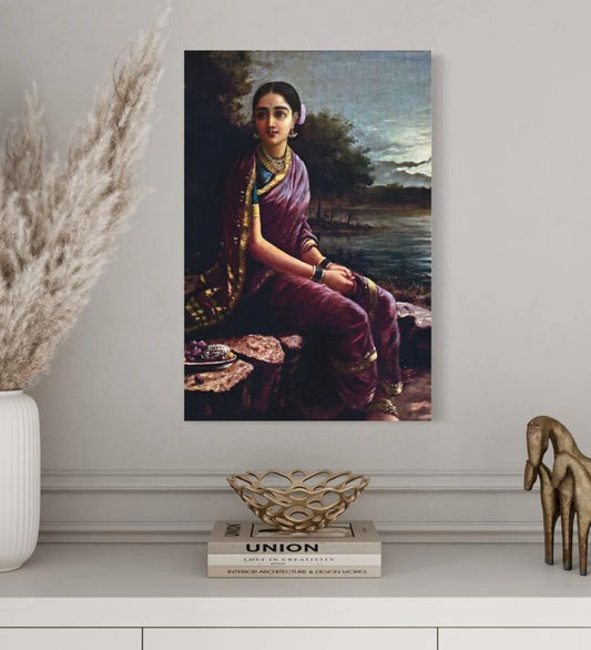 Radha In Moonlight By Raja Ravi Varma | Famous Canvas Painting