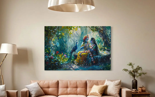 Radha Krishna Ethnic Canvas Giclee Print Indian Ethnic Painting