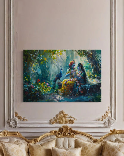Radha Krishna Ethnic Canvas Giclee Print Indian Ethnic Painting