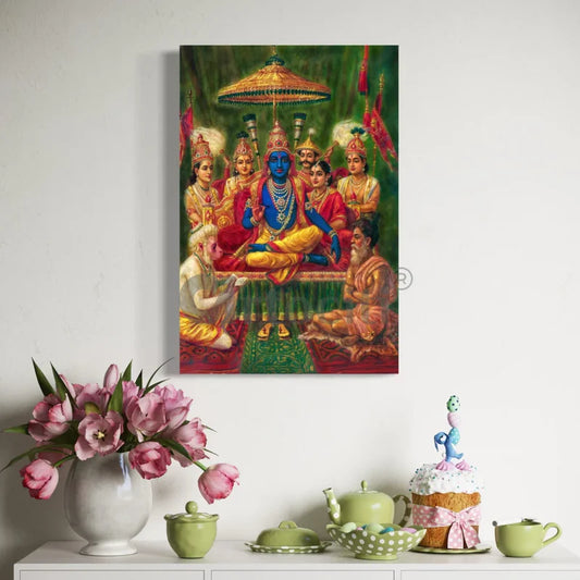 Rajyabhishek of Lord Rama by Raja Ravi Varma Famous Canvas Painting