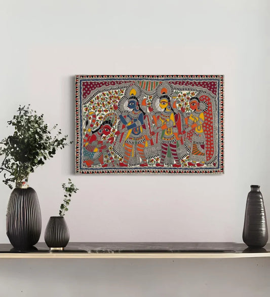 Ram Janki Madhubani Painting Canvas Giclee Print