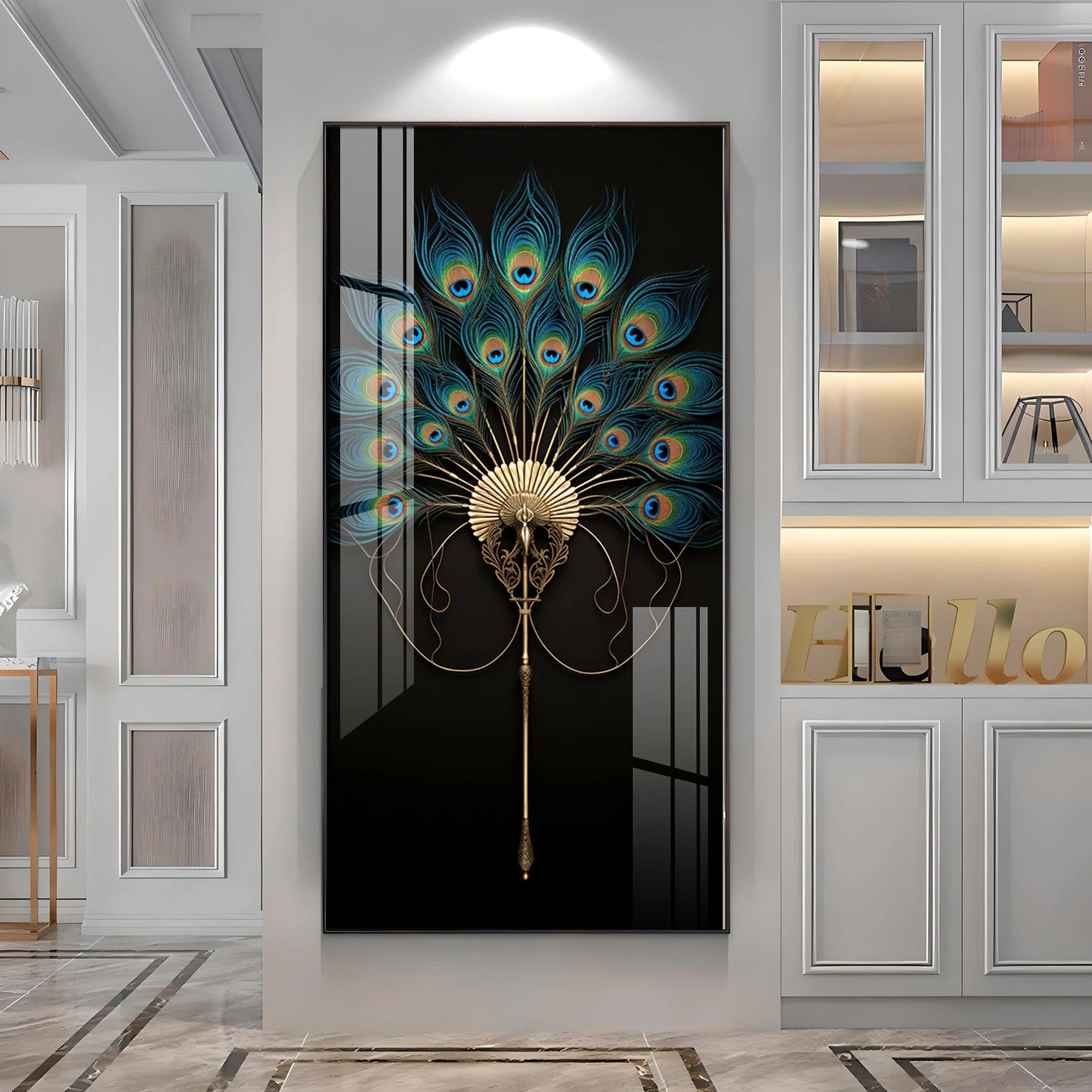 Regal Peacock Premium Acrylic Vertical Wall Art