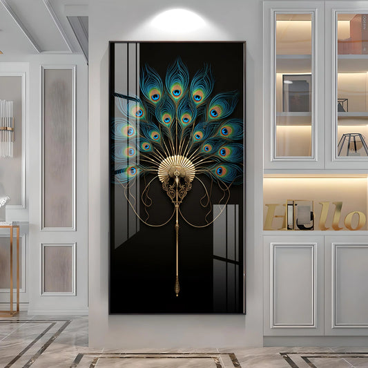 Regal Peacock Premium Acrylic Vertical Wall Art