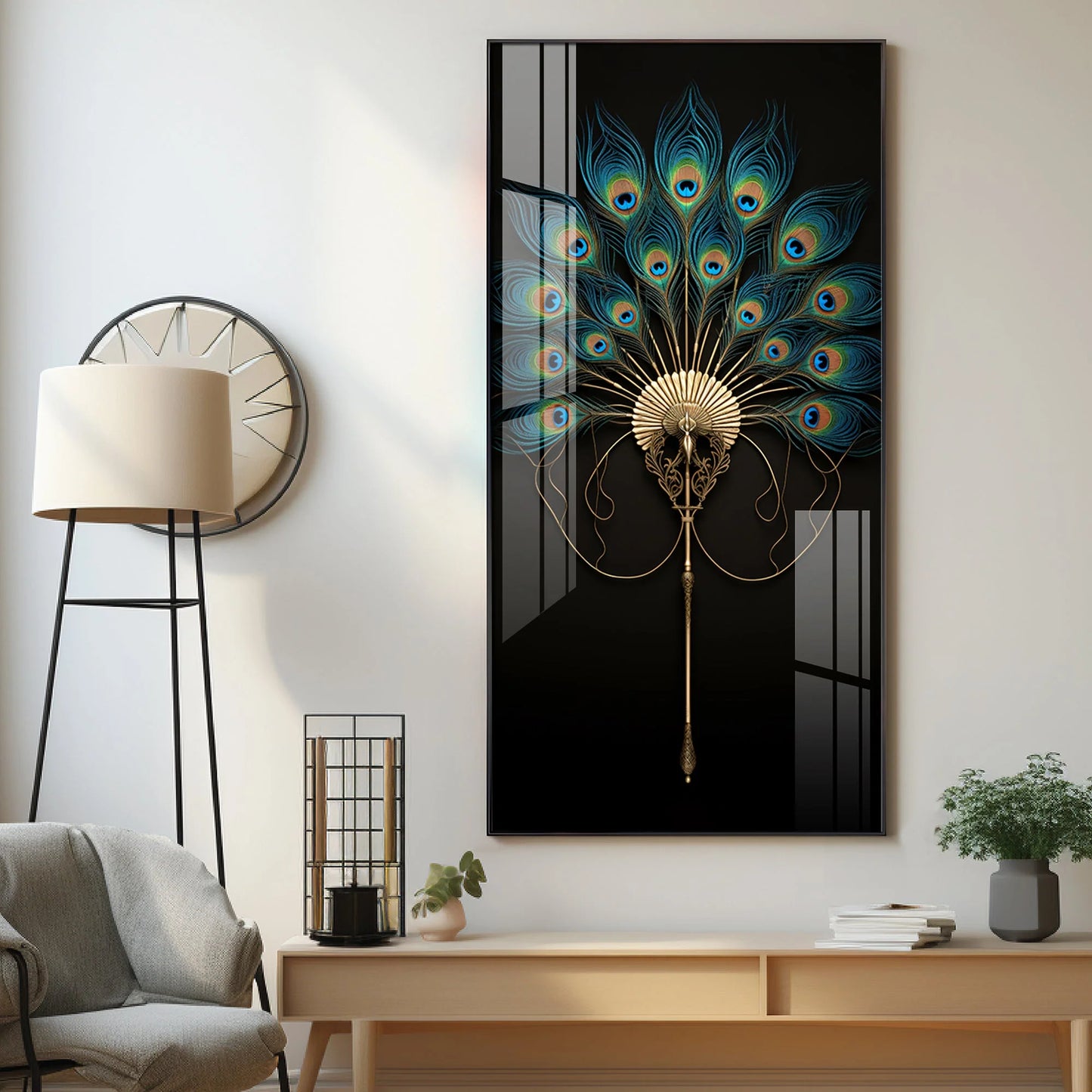 Regal Peacock Premium Acrylic Vertical Wall Art