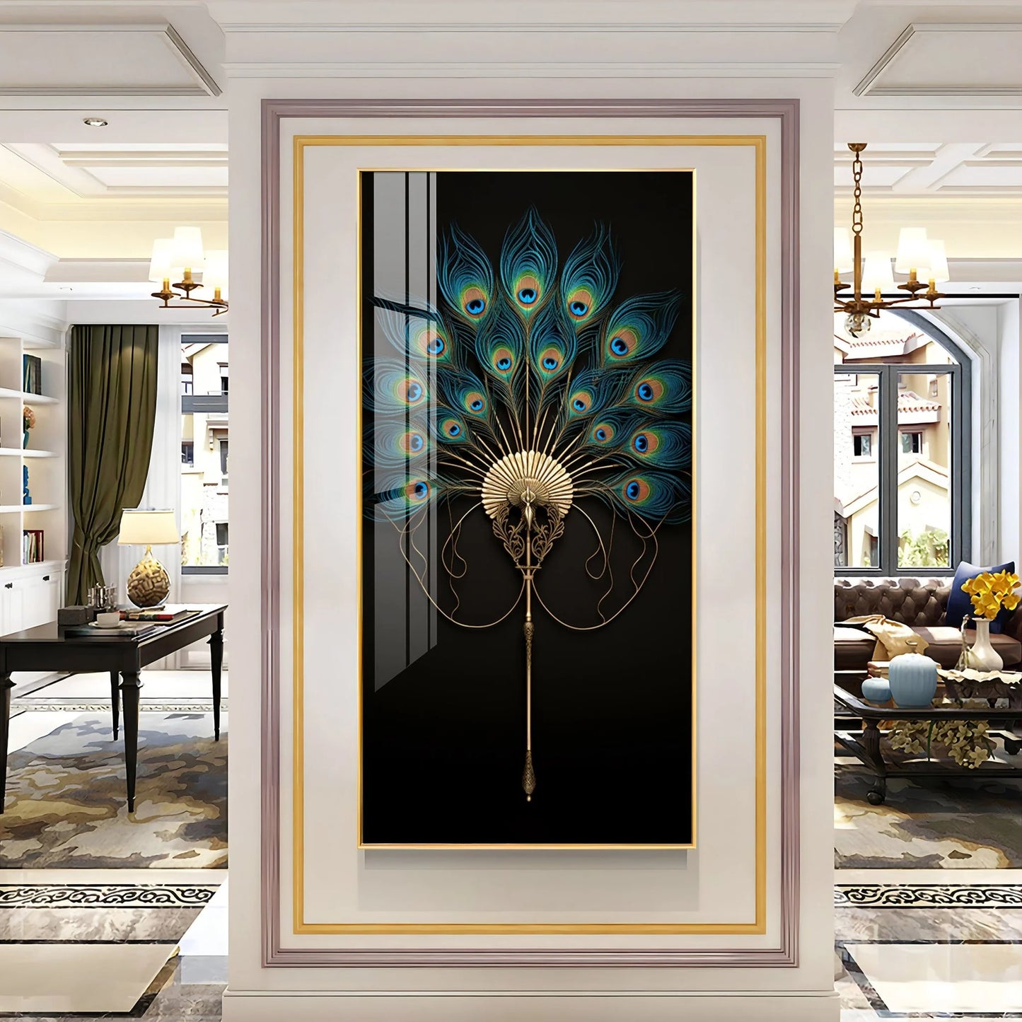 Regal Peacock Premium Acrylic Vertical Wall Art